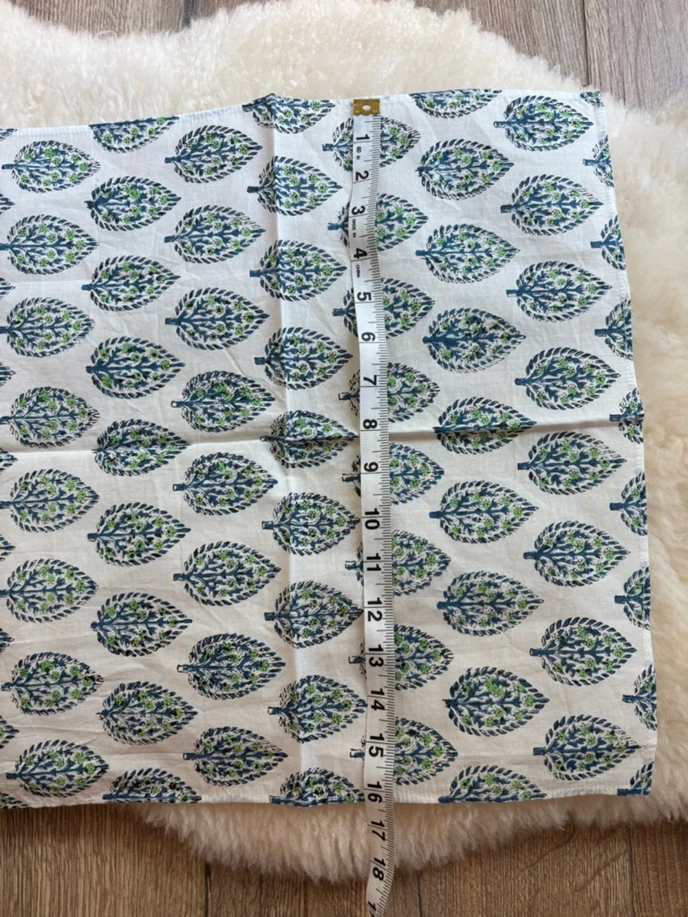 Set of 5 Block Print Cotton Napkins Floral Paisley Boho Coastal 16” Square